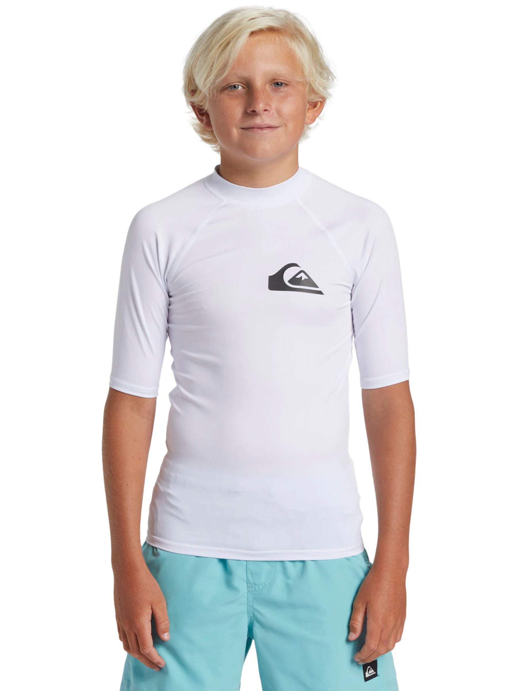 Wit - Quiksilver Youth UPF50 uv-werend hemdje met korte mouwen
