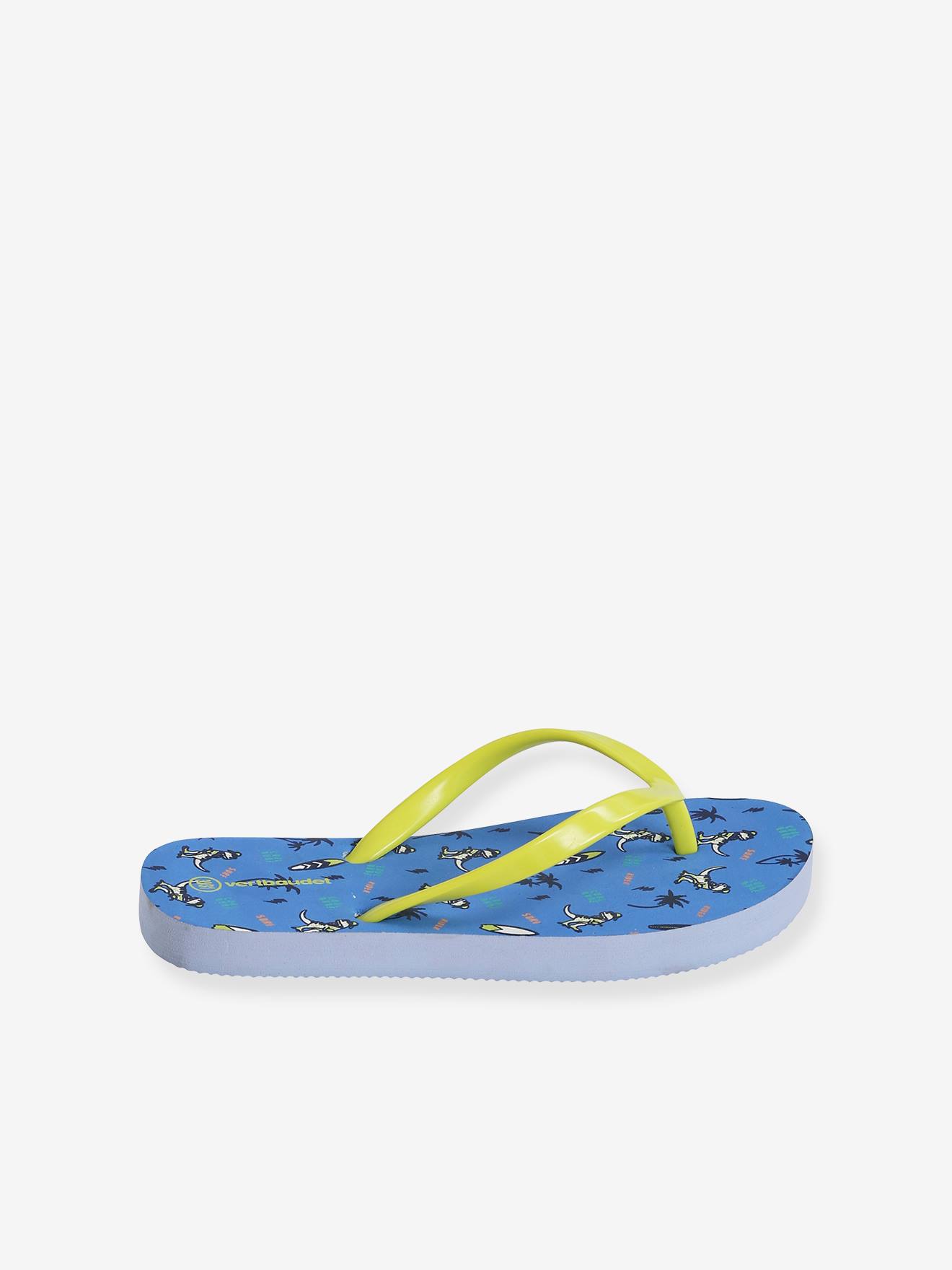 Chinelo estampado para meninos, tamanho médio, estampa azul.