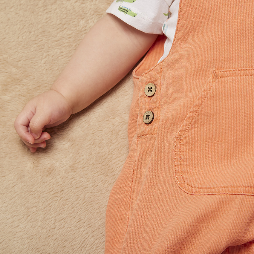 Ensemble 2 pièces salopette courte + t-shirt imprimé pour bébé garçon