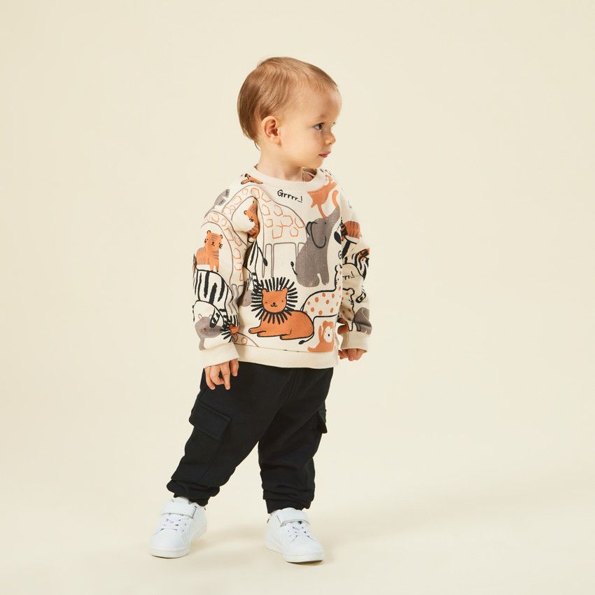 Ensemble jogging imprimé safari pour bébé garçon - Gris foncé