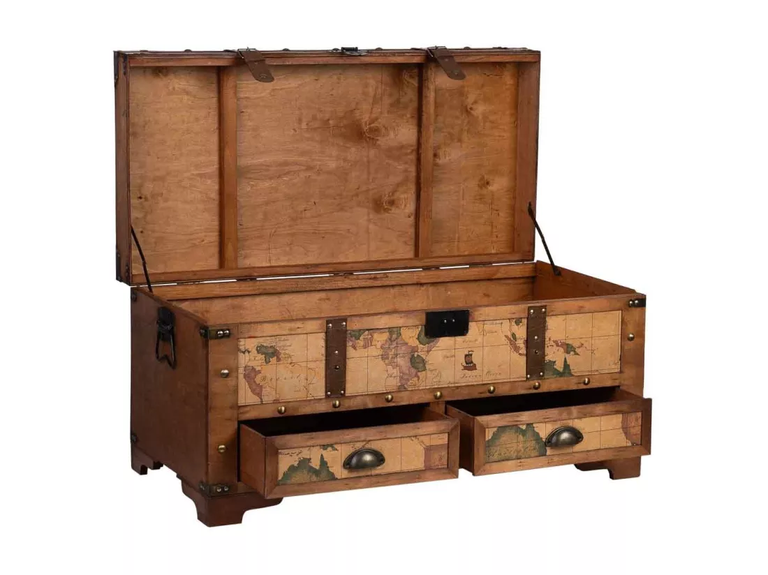 Coffre en bois marron 90x45x45,5