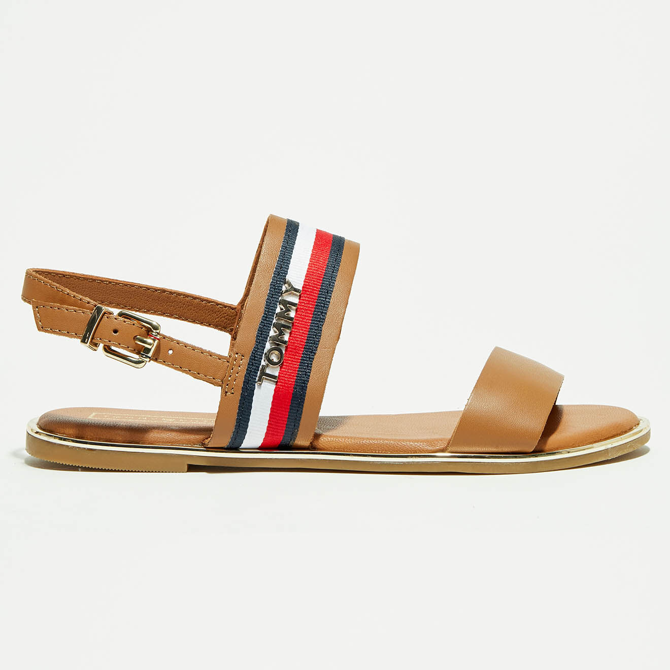 Tommy Hilfiger Sandales en Cuir Corporate Ribbon cognac