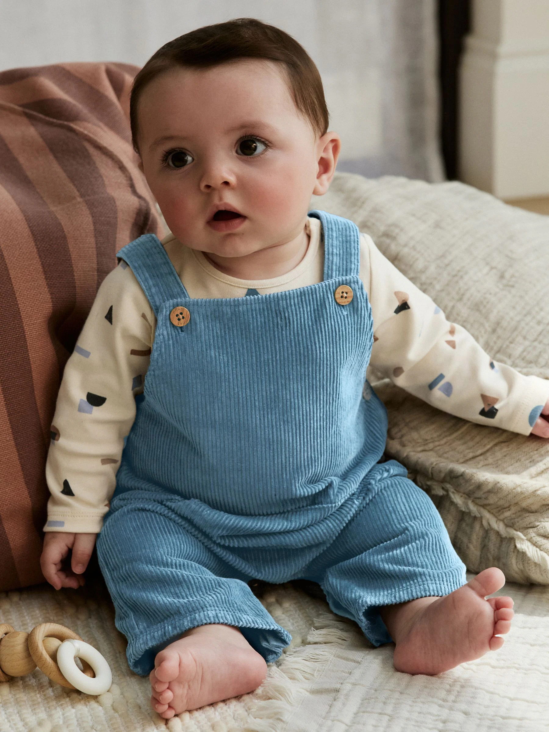 Normaal blauw - Babyset van tuinbroek en rompertje (0mnd-2jr)