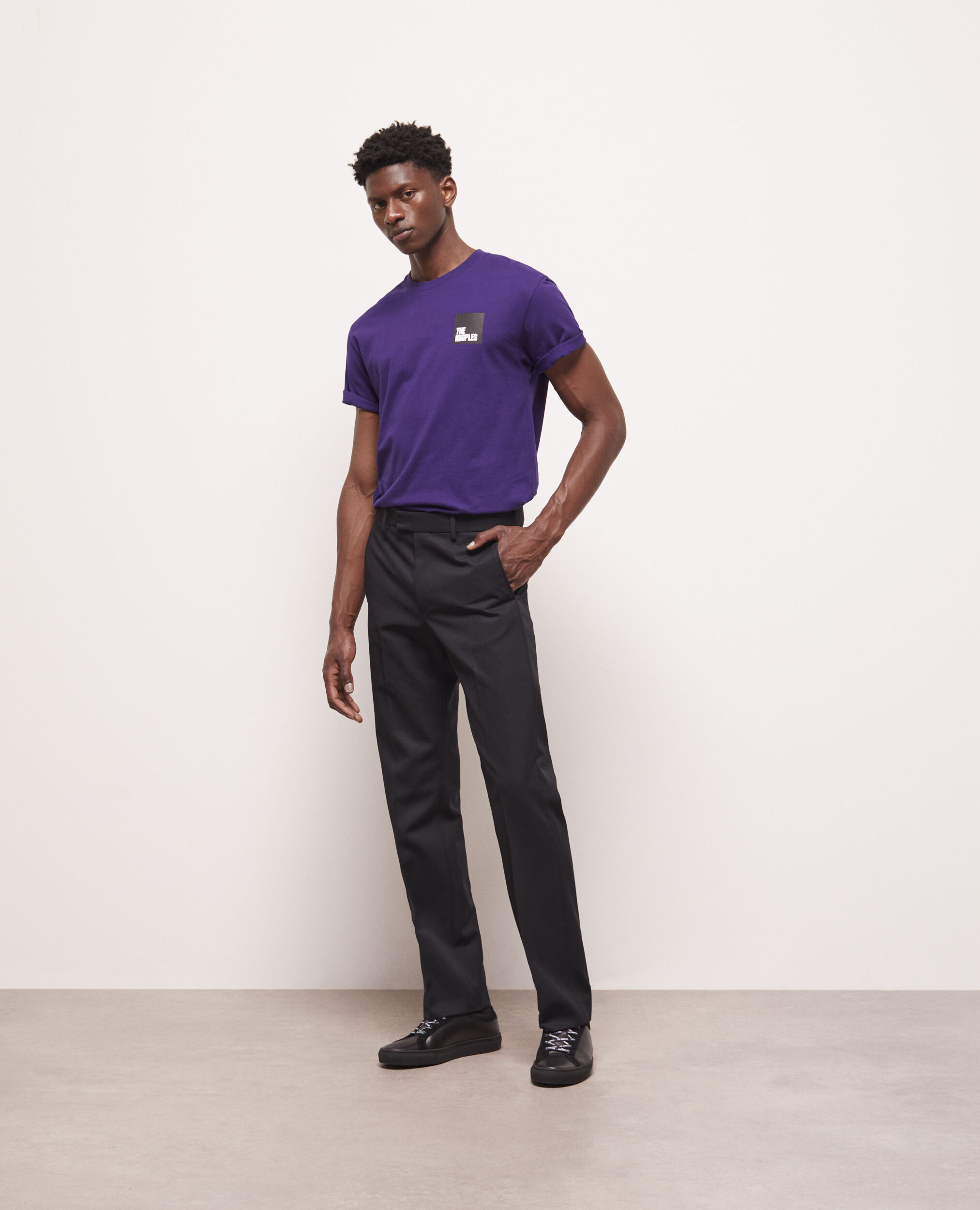 Pantalon en laine évasé noir