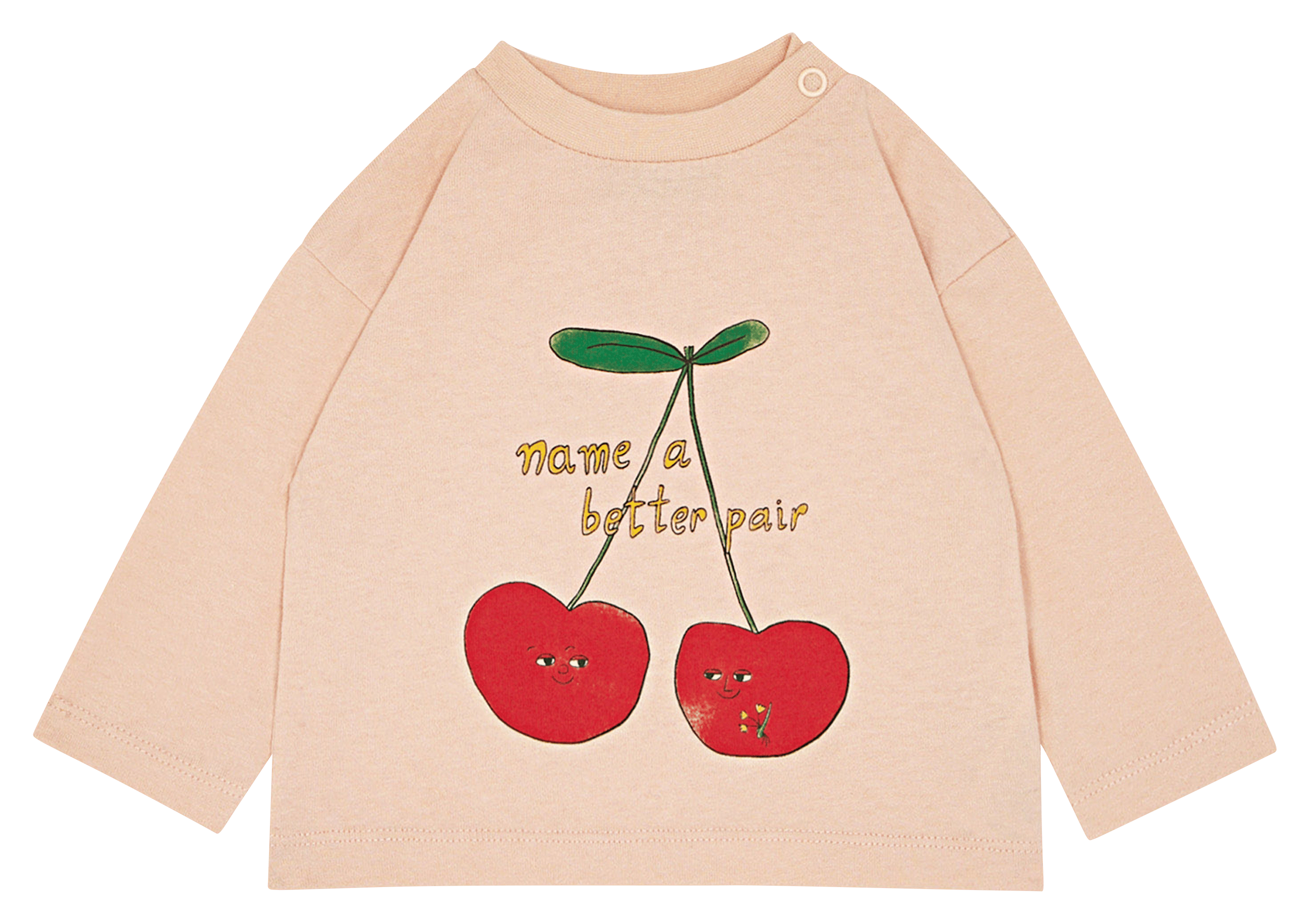 Top col rond imprimé en coton| Rose
