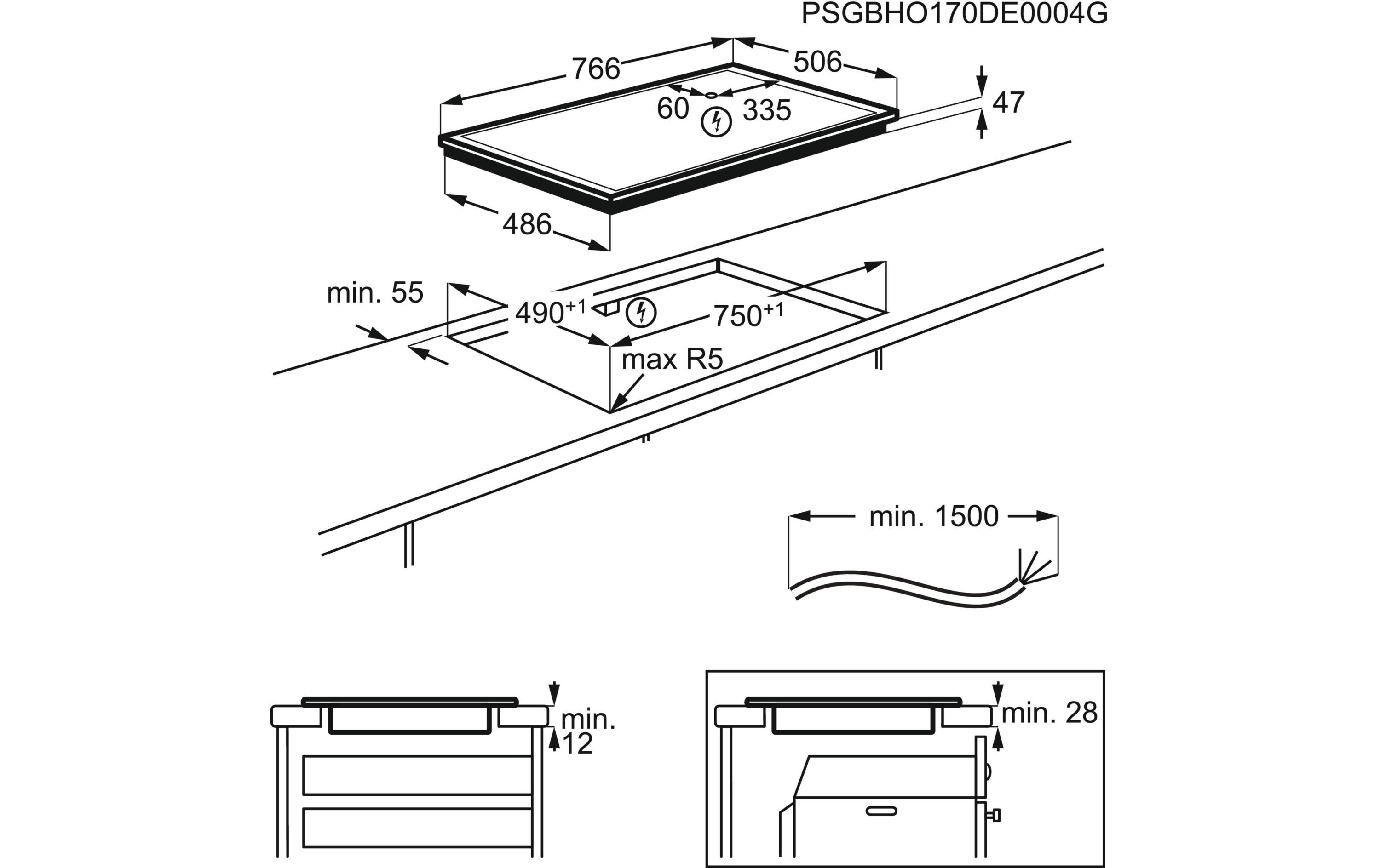 Glaskeramik-Kochfeld GK78TSCN Aufliegend<br>Glaskeramik-Kochfeld mit 4 Herdplatten