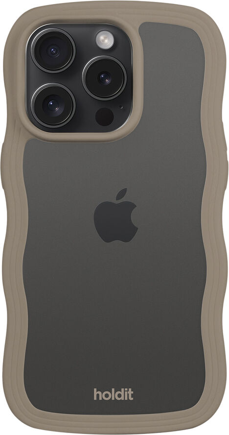 HoldIt Wavy Case iPhone 15 Pro Lysebrun