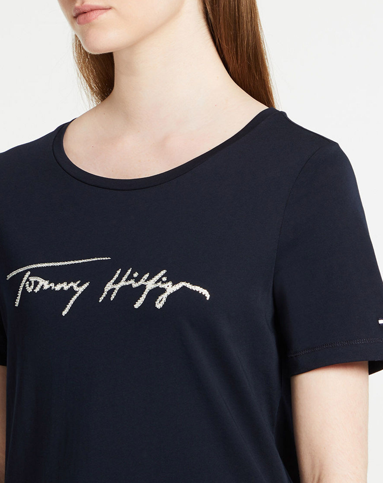 Tommy Hilfiger T-Shirt Signature Strass bleu marine