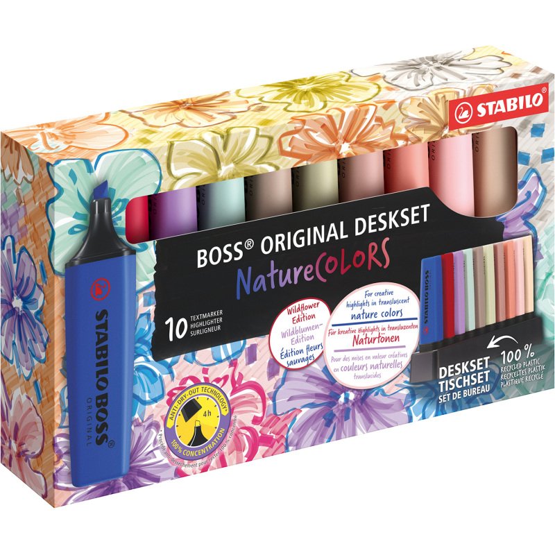 Surligneur Stabilo Boss couleurs assorties Wild Flowers - Set de 10