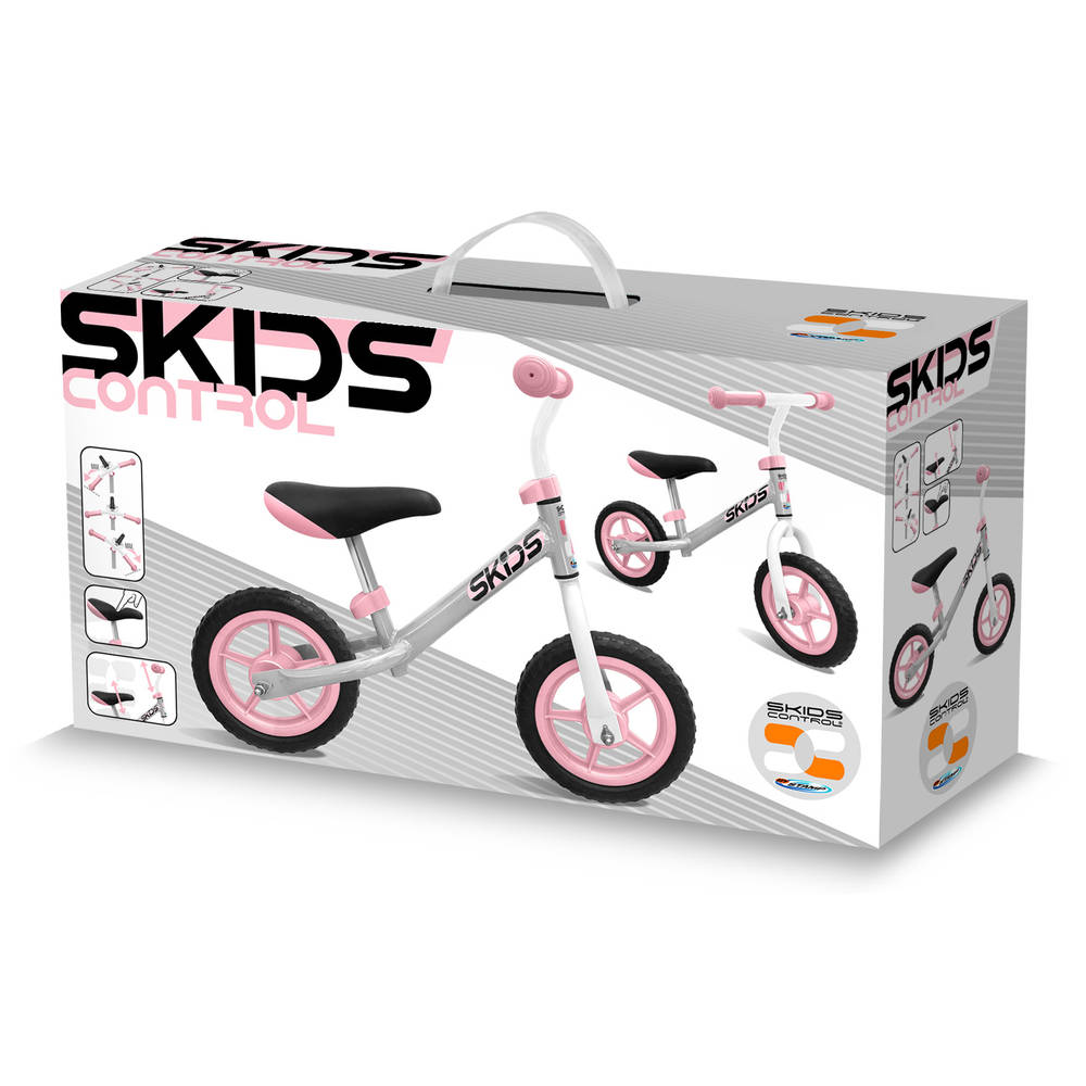 Skids Control loopfiets - 10 inch - grijs/roze