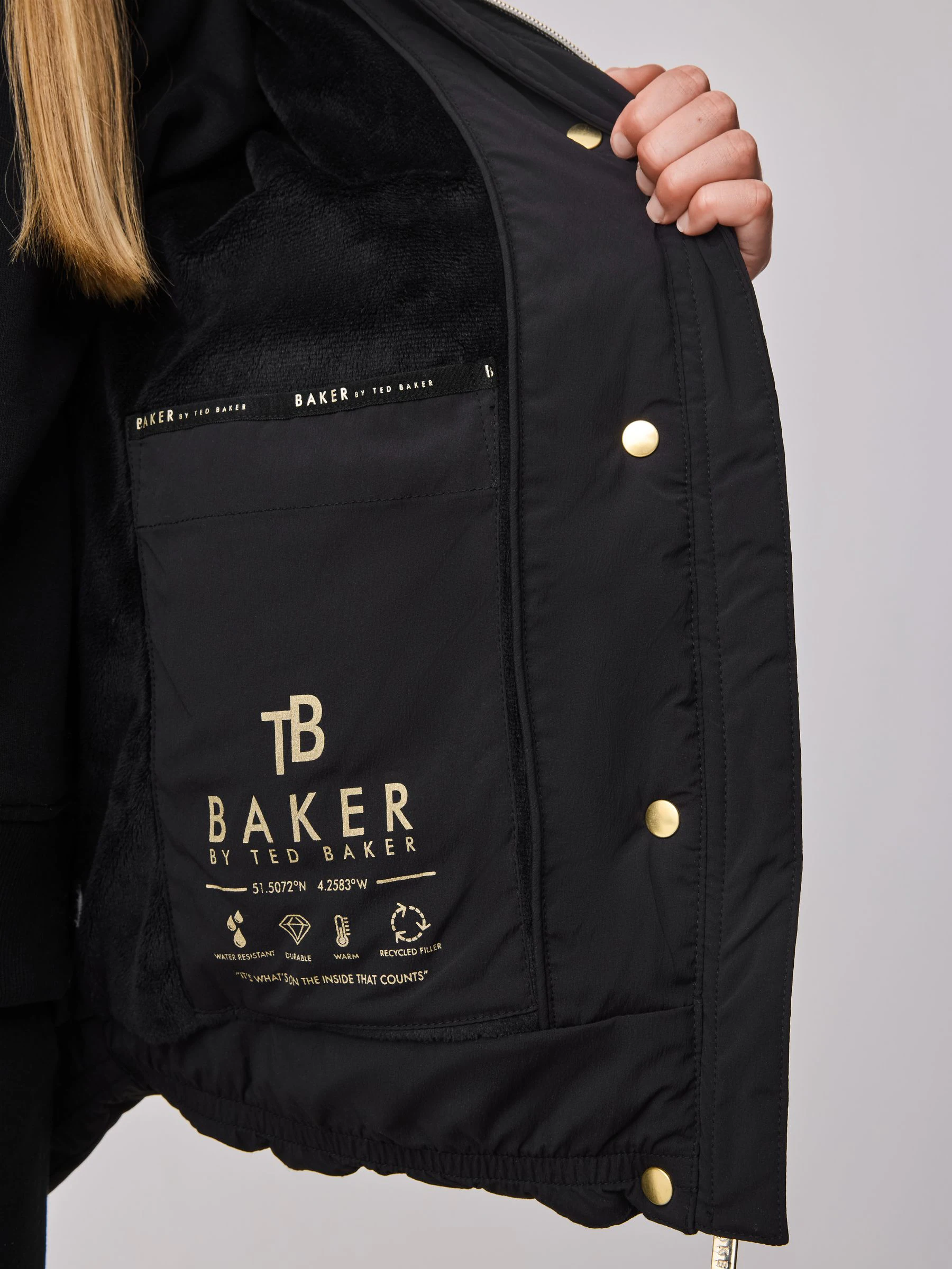 Baker By Ted Baker - Regenbestendige korte gewatteerde jas