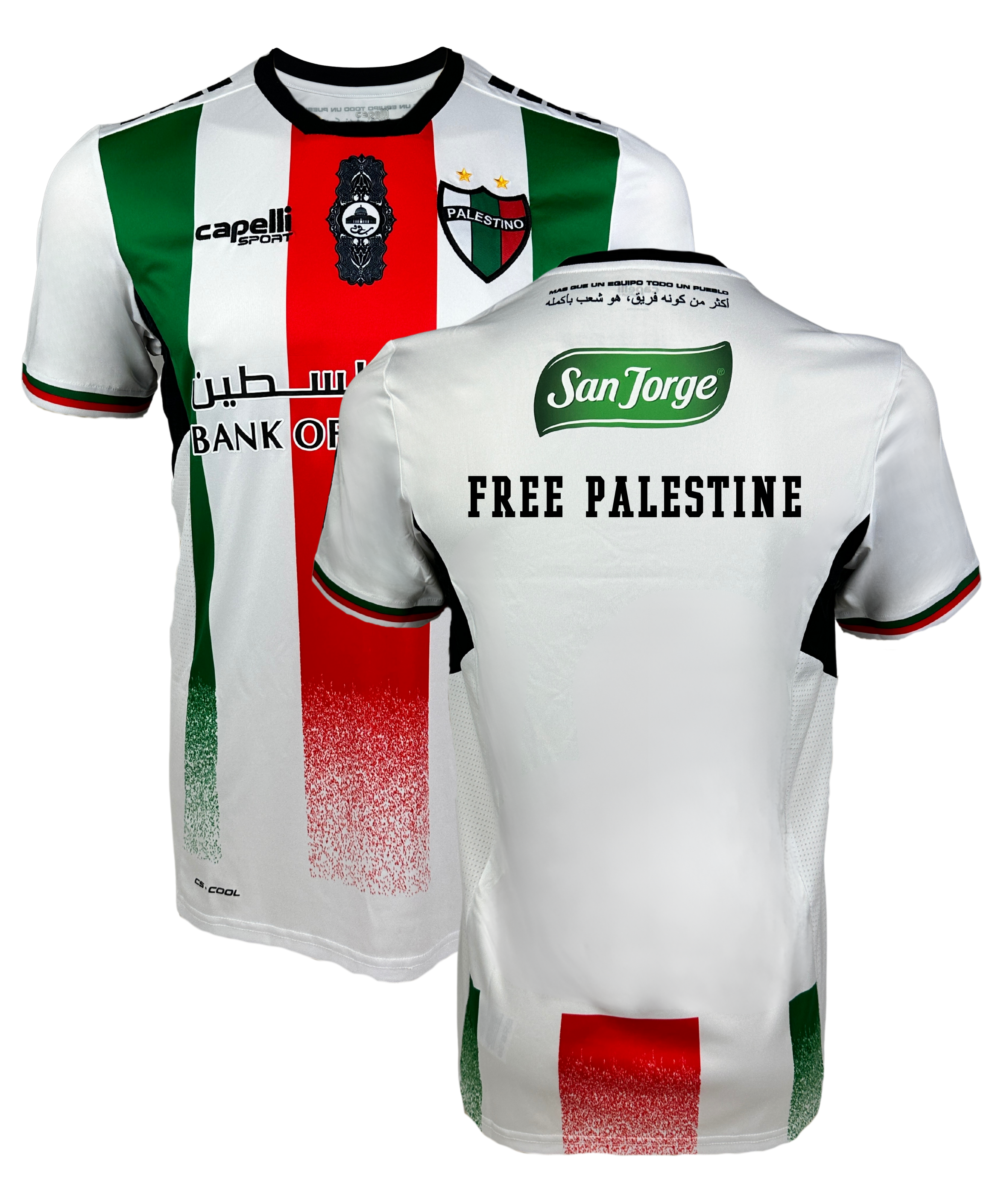 Palestino Thuisshirt 2024   Bedrukking Free Palestine - Voetbalshirt C