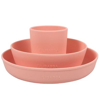 Filibabba Geschirr-Set - Silikon - 3 Teile - Peach