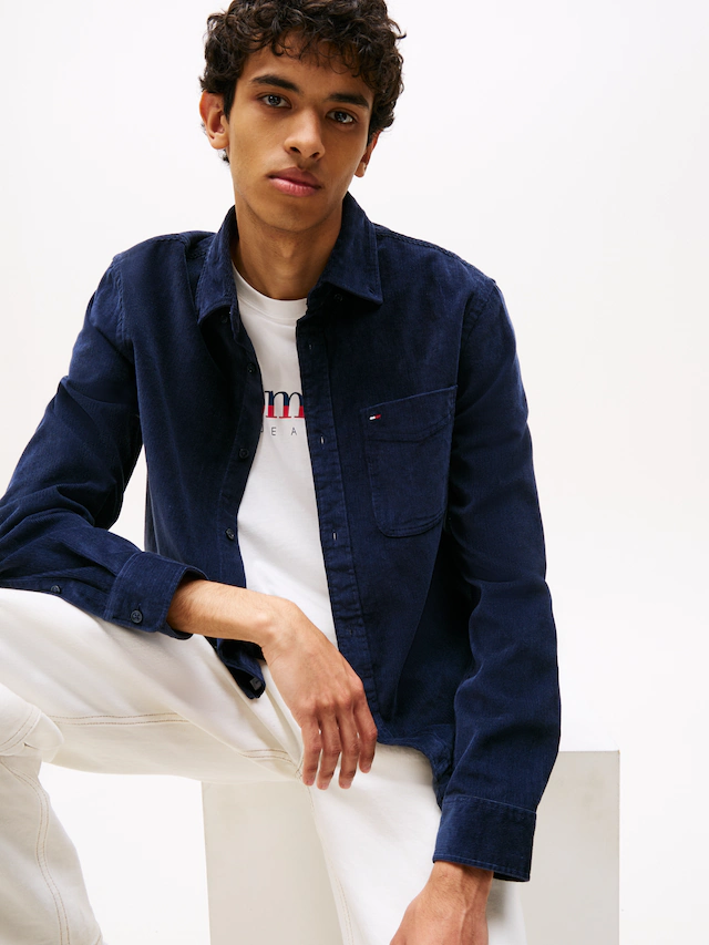 Tommy Jeans Langarmhemd »TJM BABY CORD SHIRT EXT«, Cordhemd Regular Fit, Button-down-Kragen