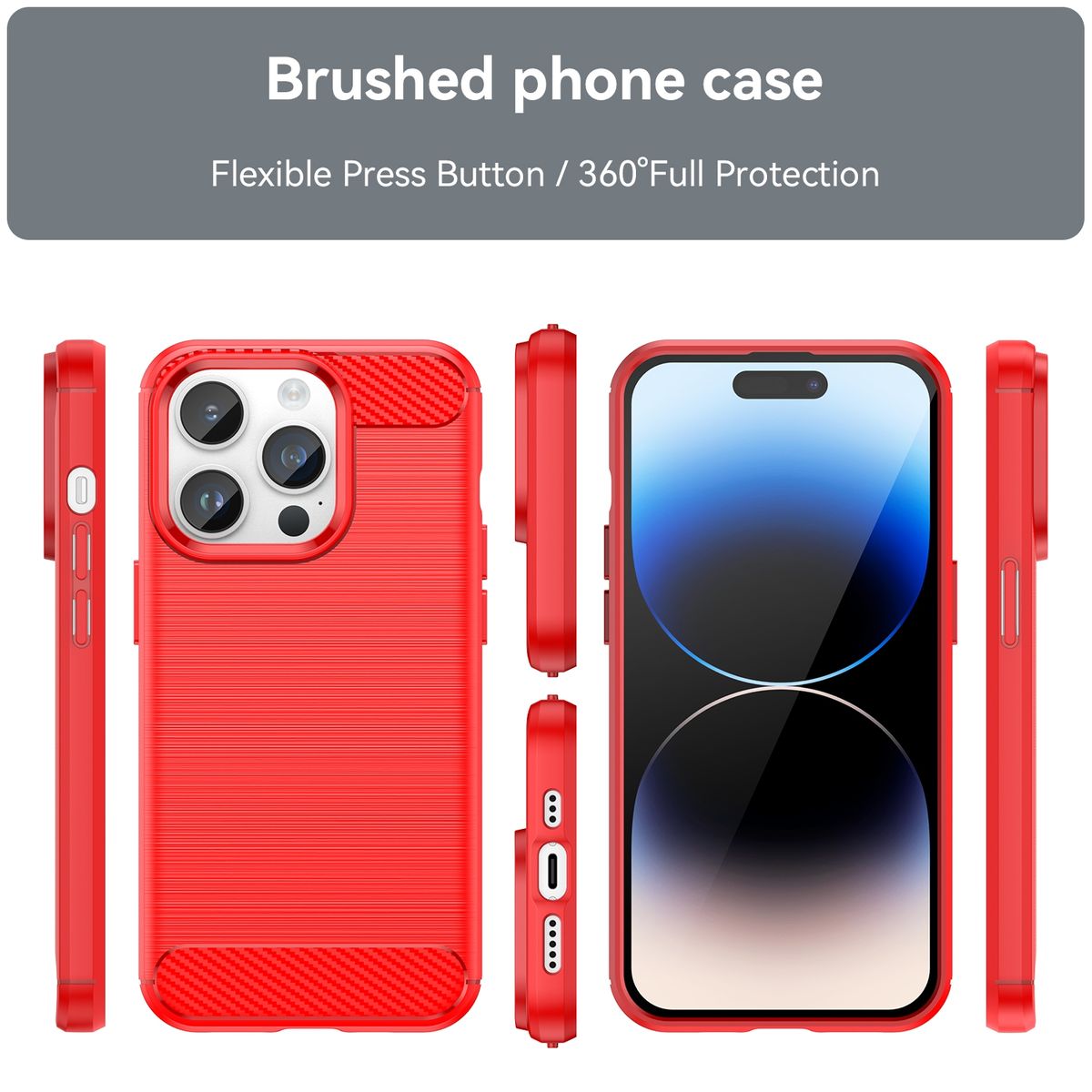 Hülle Handy Schutz für Apple iPhone 15 Pro Max Case Cover Tasche Etuis Carbon