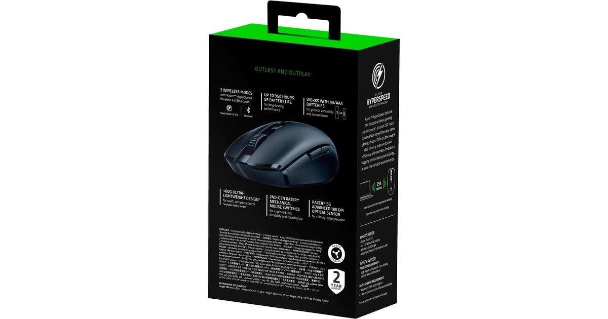 RazerOrochi V2 Mobile Wireless Gaming Mouse  (Zwart, 18.000 dpi, 2.4 GHz + Bluetooth)