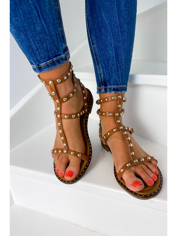 Jeunes et Jolies - Spartiates cuir Ibiza Camel