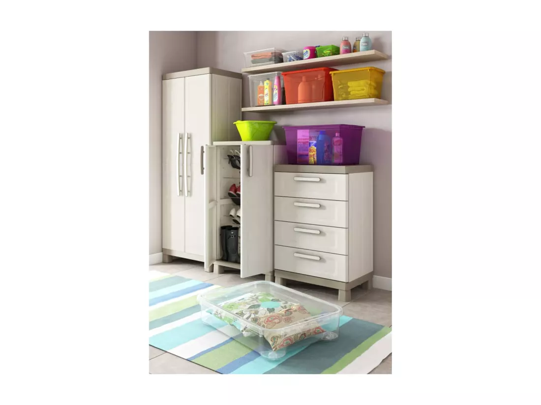 Armoire de rangement polyvalente Excellence Beige et taupe 182cm
