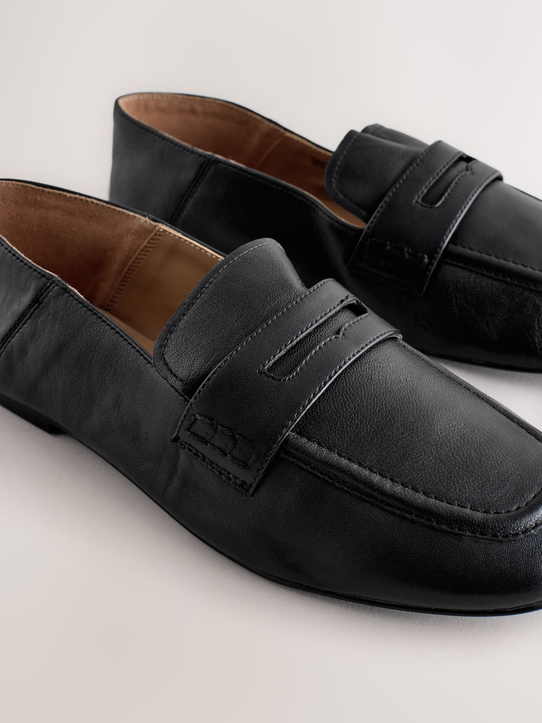 Zwart - Forever Comfort® - Leren instappers met vierkante neus en open achterkant