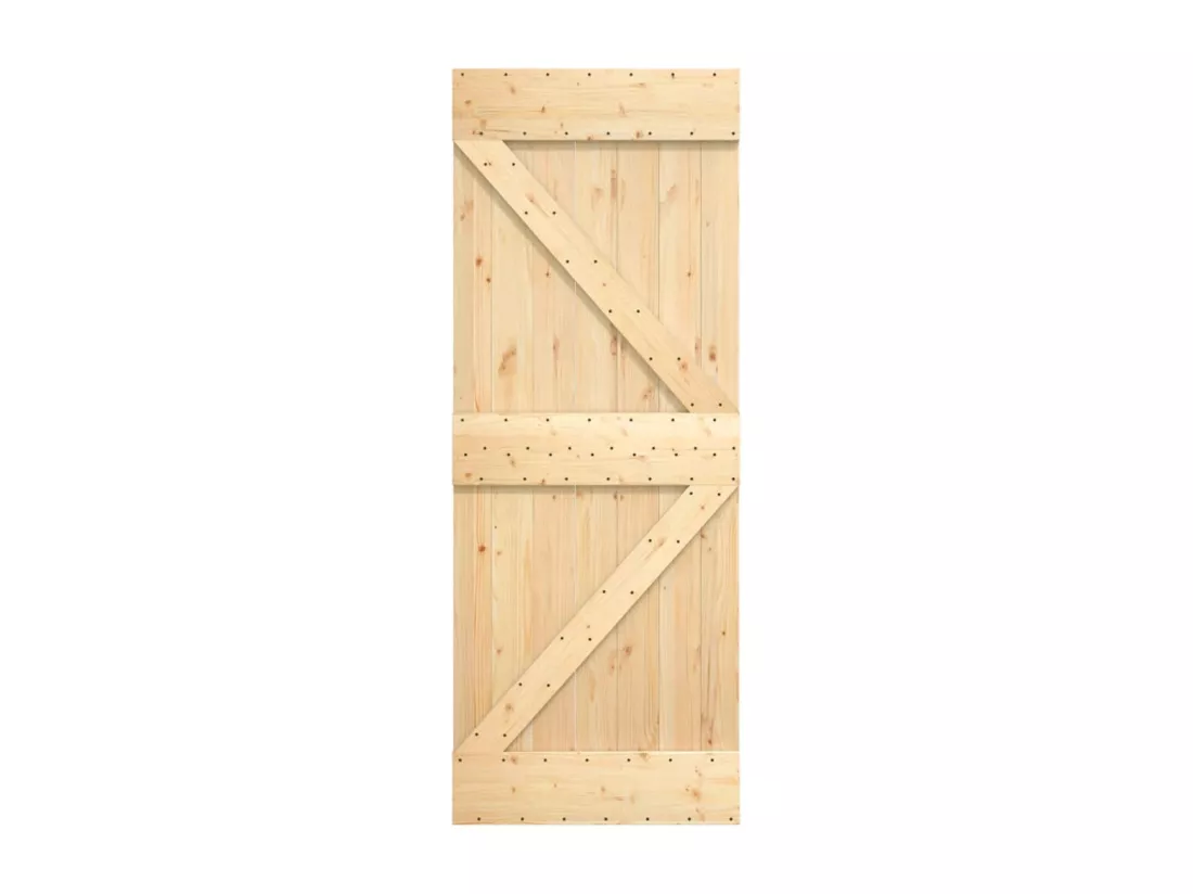 Porte coulissante et kit de quincaillerie 70x210 cm pin massif