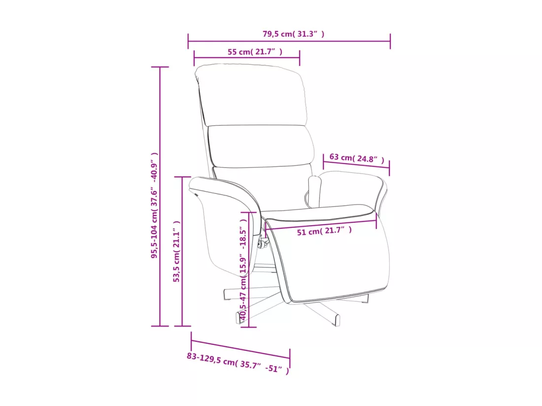 Fauteuil inclinable de massage avec repose-pieds noir tissu