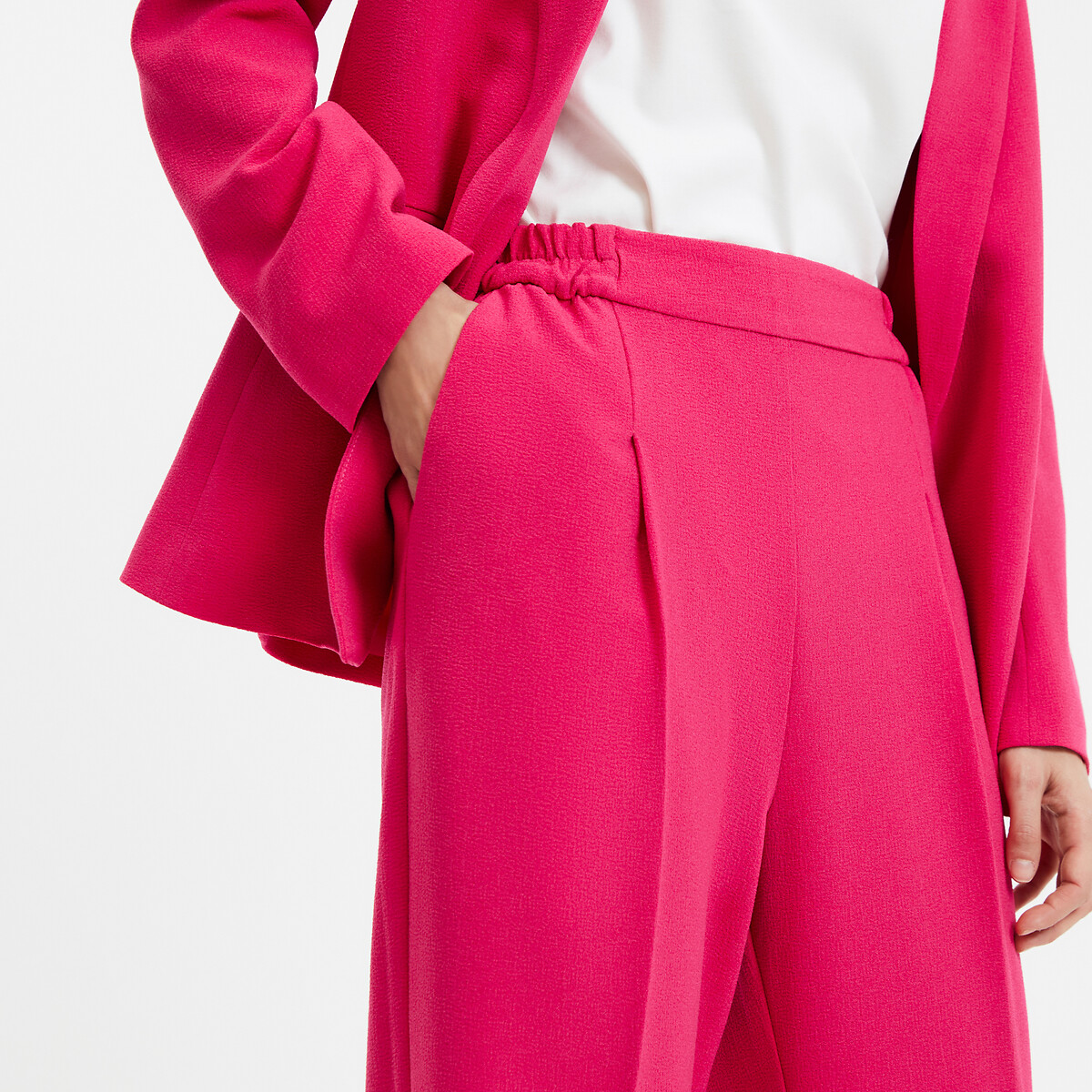 COLEÇÕES LA REDOUTE<br>Calças largas em crepe de poliéster