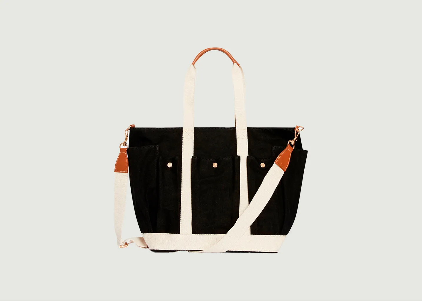Sac cabas multipoches en coton et cuir taille L Vanessa Bruno