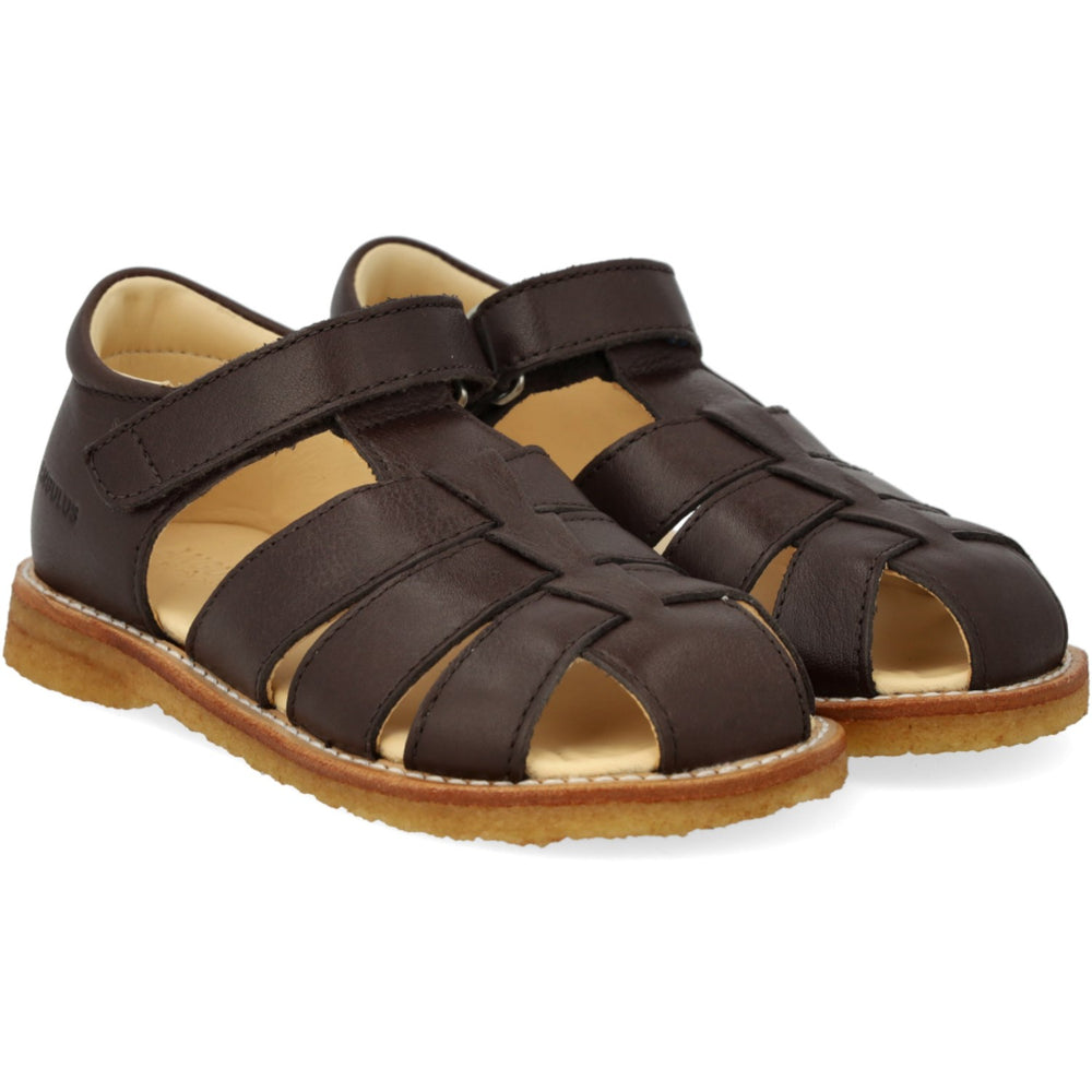 Køb Angulus Dark Brown Sandal Med Justerbar Velcrolukning