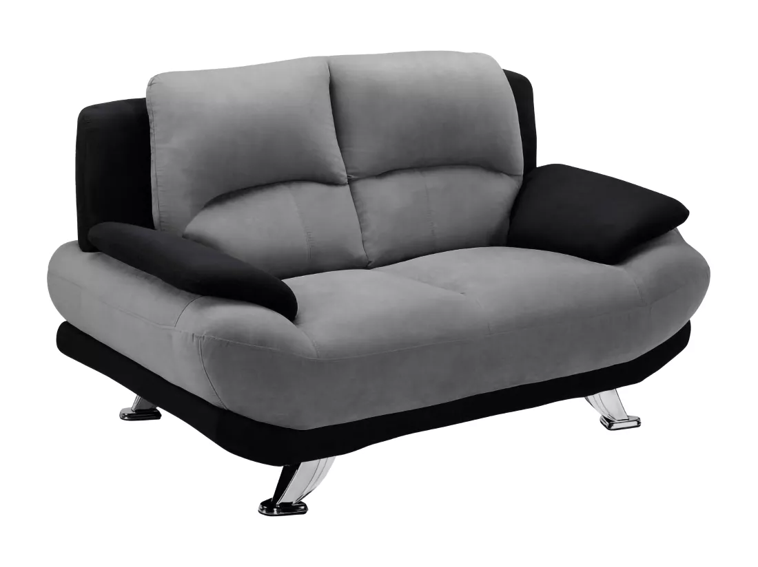 Canapé 2 places en microfibre MUSKO - Bicolore gris et noir
