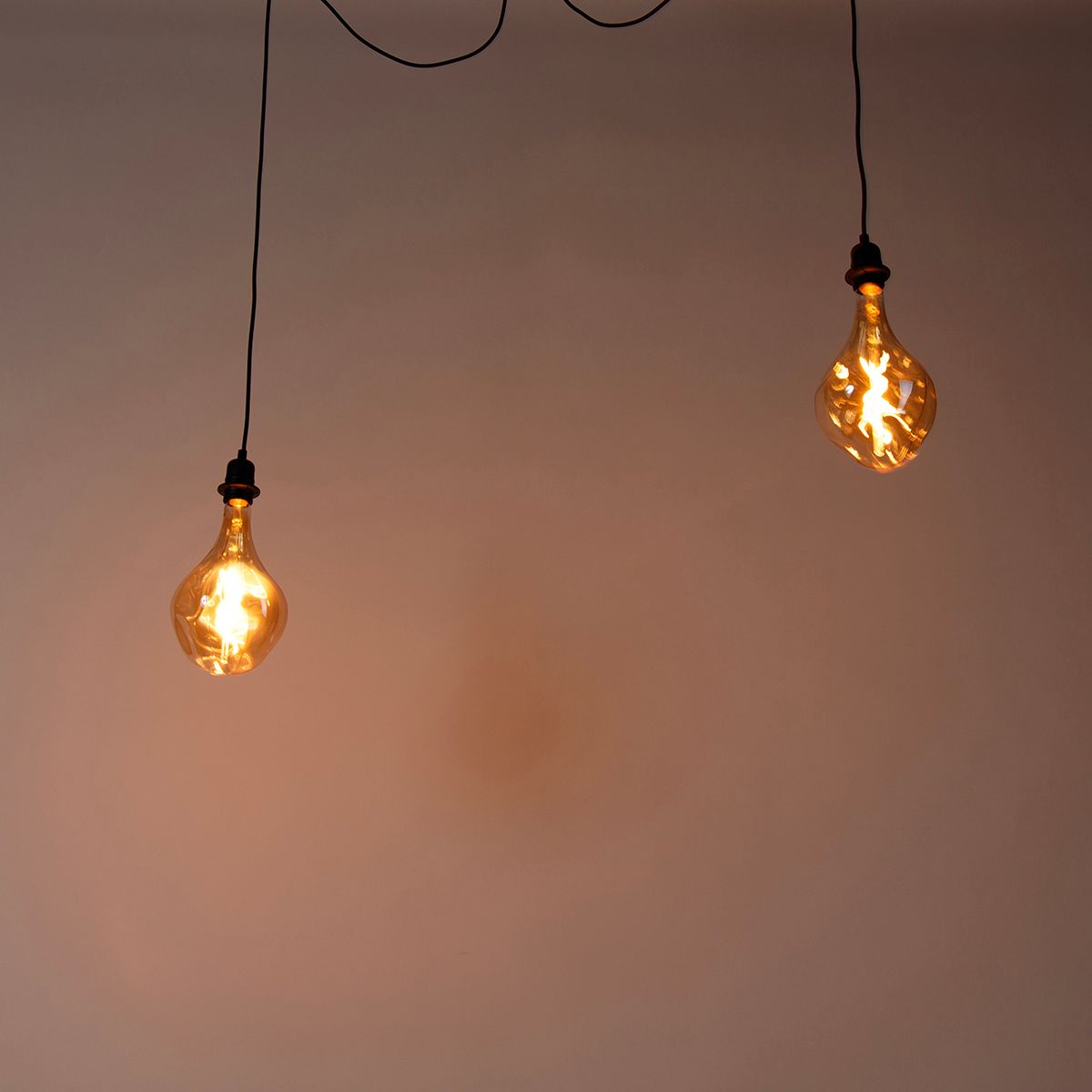 Hanglamp zwart 2-lichts incl. LED goud dimbaar - Cava Luxe