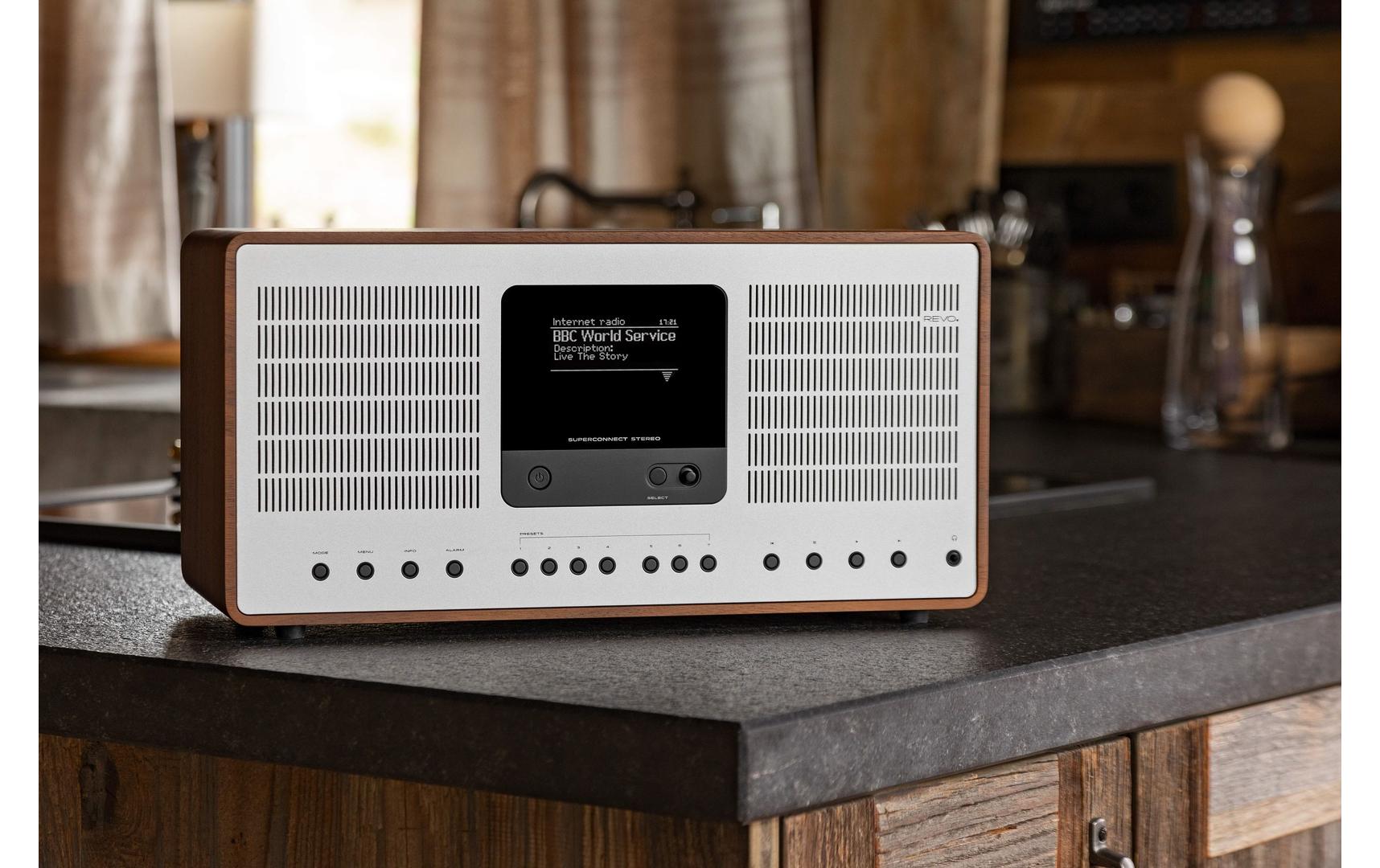 DAB+ Radio Superconnect Stereo Weiss<br>Hybrid-Multifunktionsradio mit OLED-Display, WLAN und Bluetooth