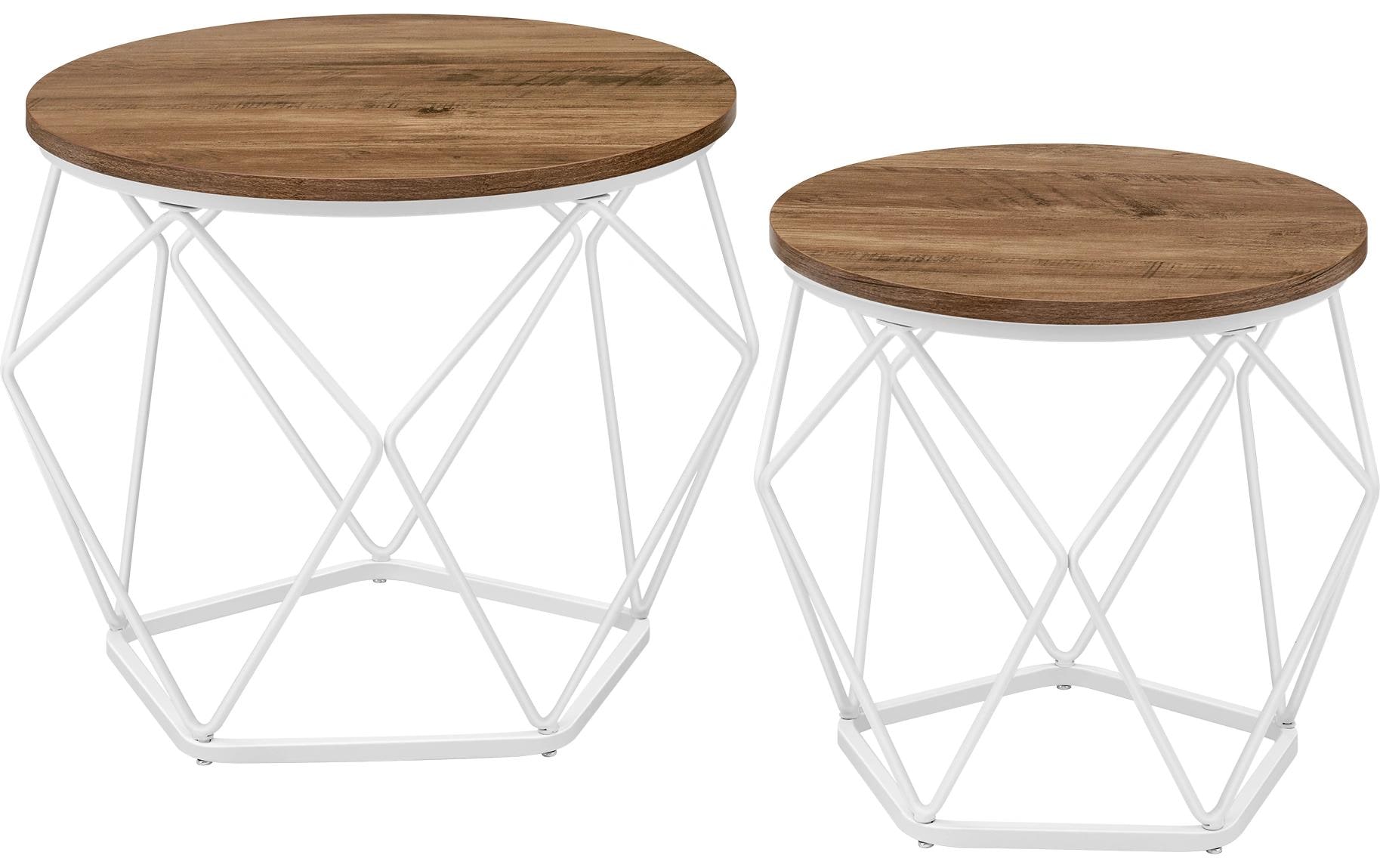 Couchtisch 2er Set 40/50 x 36 cm/40 cm, Braun/WeissSofatisch