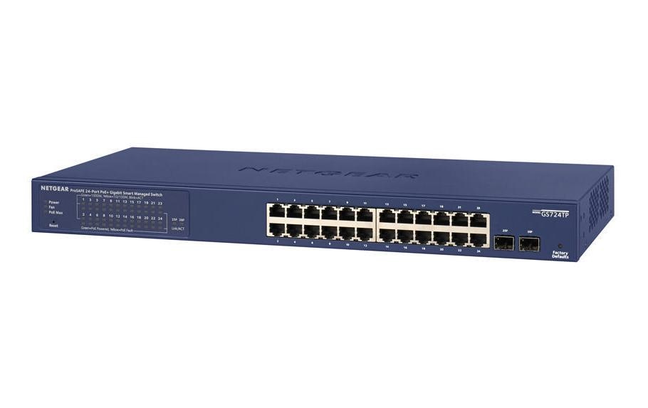 PoE+ Switch GS724TPv3 26 Port<br>24-Port Gigabit PoE+ Smart Switch mit 2 SFP Ports und Cloud Management