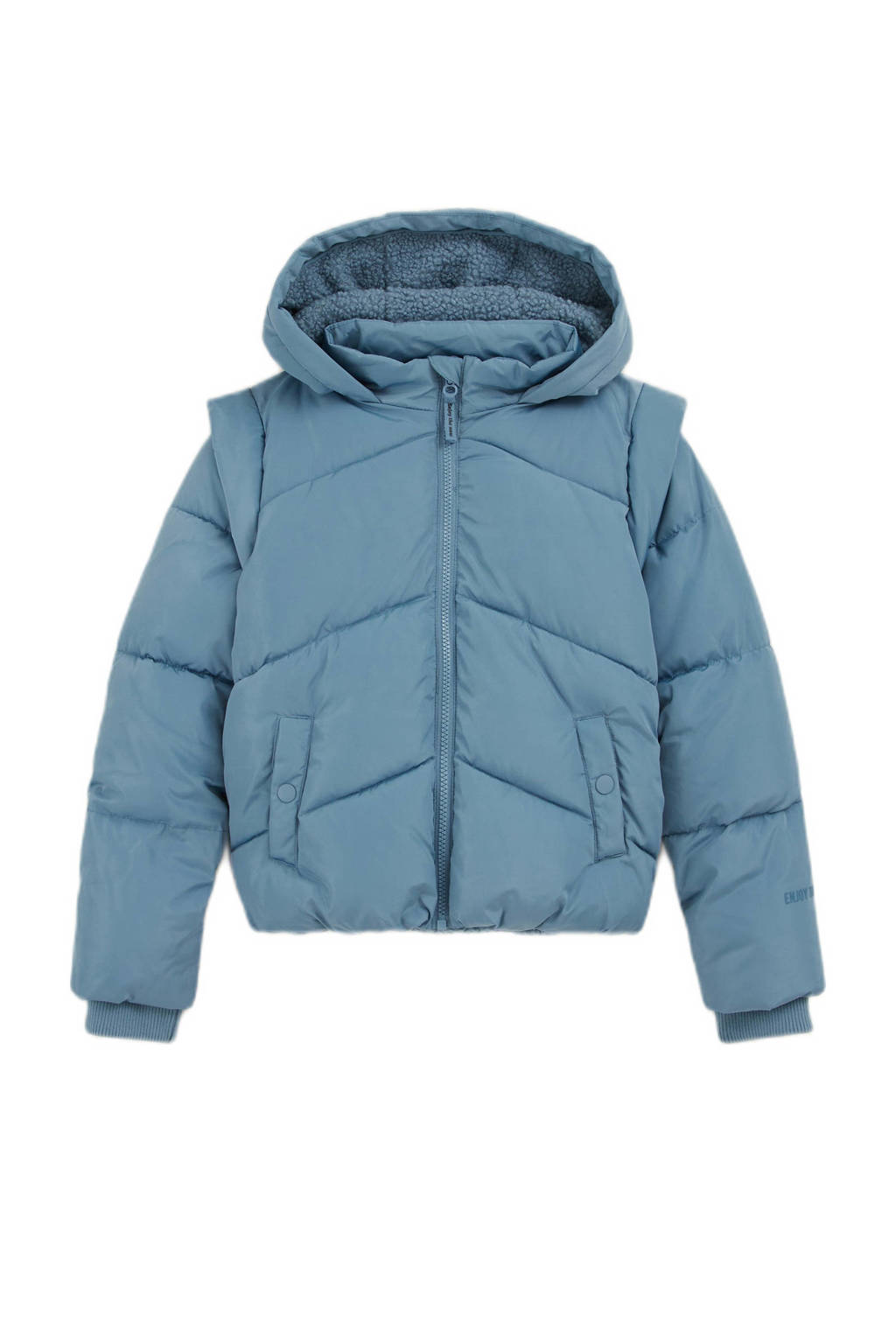 WE Fashion gewatteerde winterjas lichtblauw