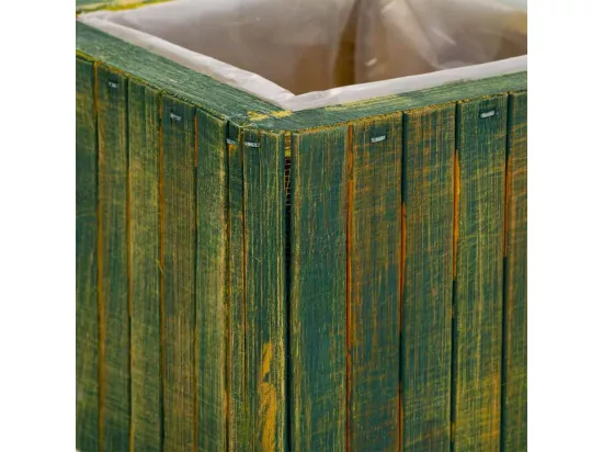 Panier carré en bois vert 14.5x14.5x11h