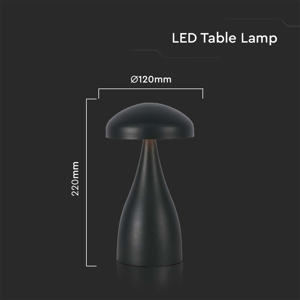 Zwarte oplaadbare tafellampen - IP20 - 1W - 55 lumen - 3IN1