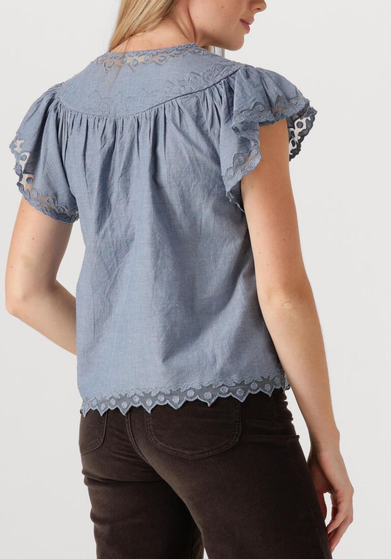 blauwe ulla johnson top effie flutter sleeve top