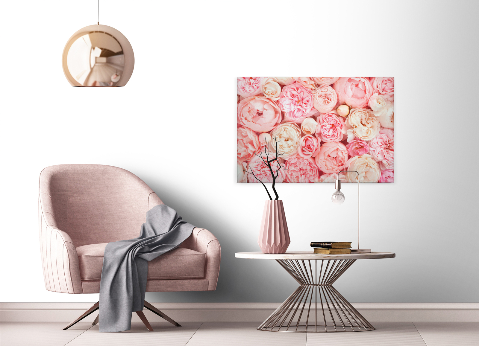 Leinwandbild BLUMEN BOUQET - rosa - 90x60 cm