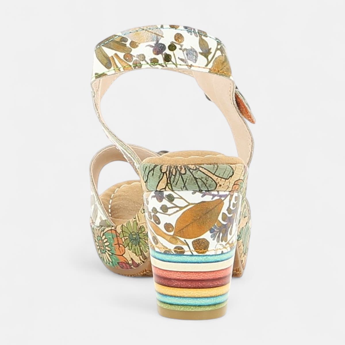 Nu-pieds à talon Femme en cuir camel