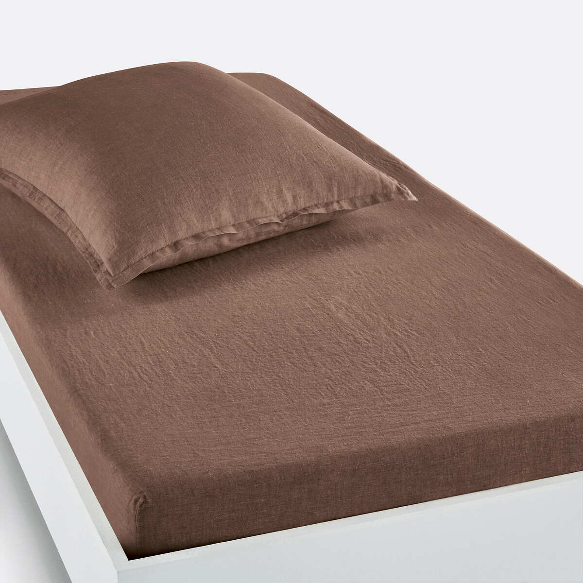 LA REDOUTE INTERIEURS<br>Lençol justo de linho lavado, bainha 30 cm, Linot