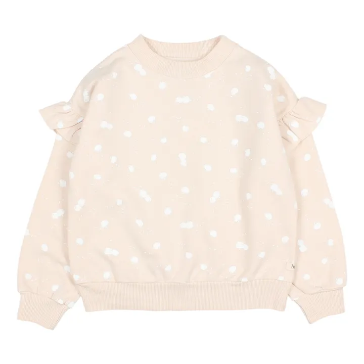 Búho Sweat Coton Bio Volants Pommes | Rose pâle