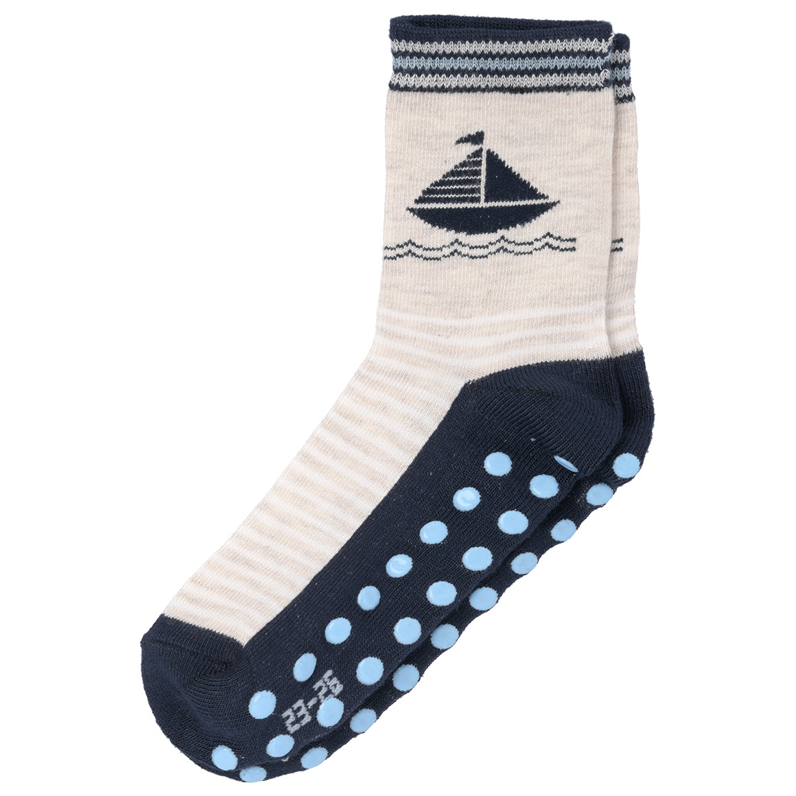 2 Paar Jungen Stoppersocken mit Viskose dunkelblau / beige