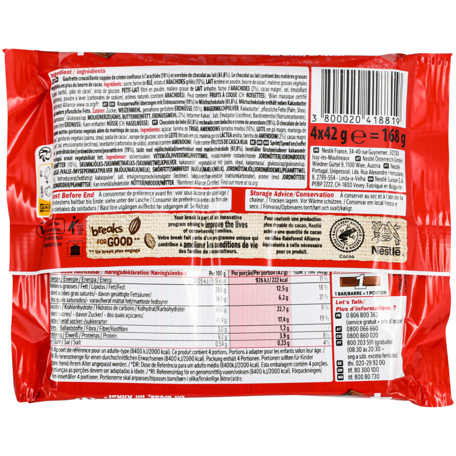 KitKat Chunky Erdnussbutter mit Milchschokolade 4x42g