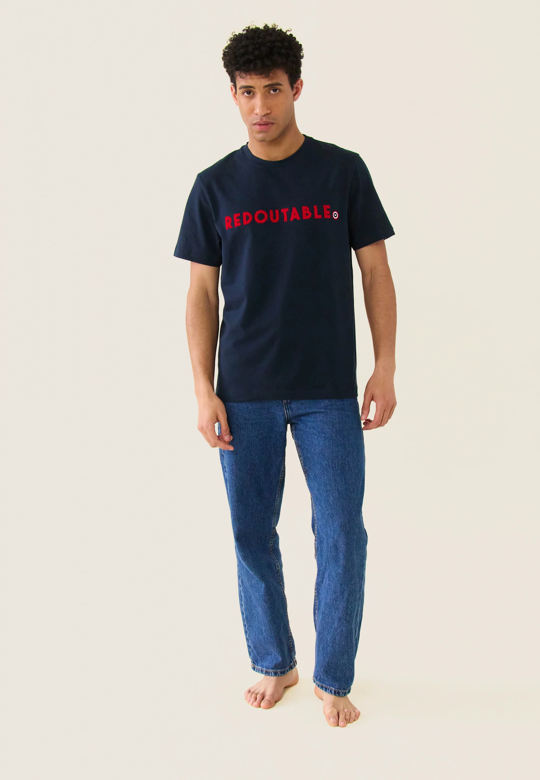 T-shirt mixte col rond en coton-Jean-P Redoutable Marine