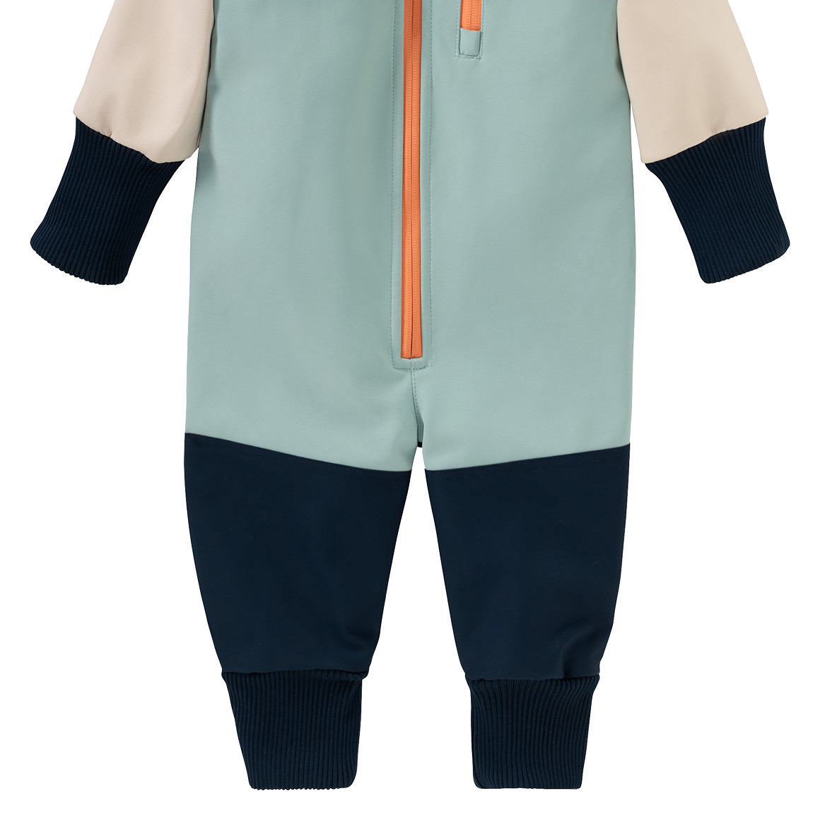 Topomini Baby Softshelloverall im Colourblocking-Look salbei / creme / dunkelblau