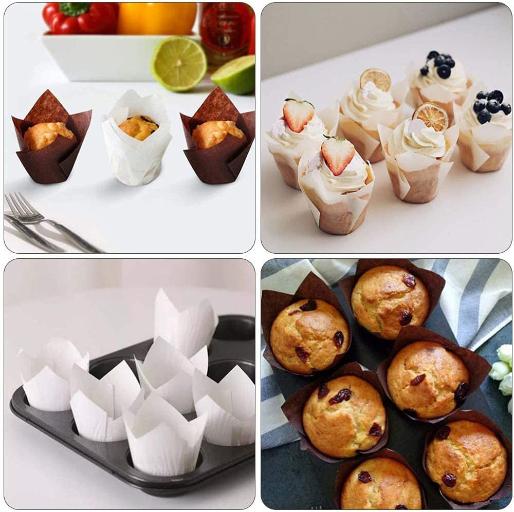 (50er Set) Einweg Papier Cupcake Förmchen Muffin Form Brötchen Backform - Dunkelbraun