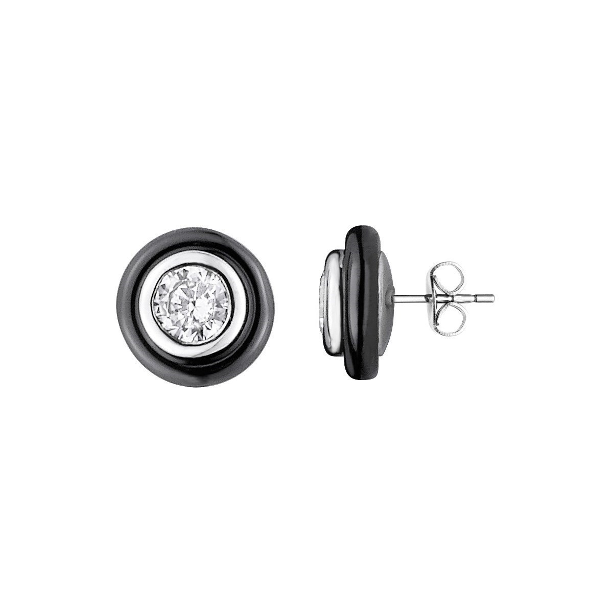 Boucles d'oreilles clous en Argent 925 millièmes et céramique - blanc brillant