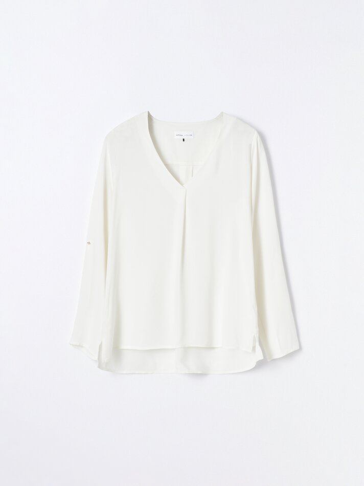 Camisa com decote em V - Off-white