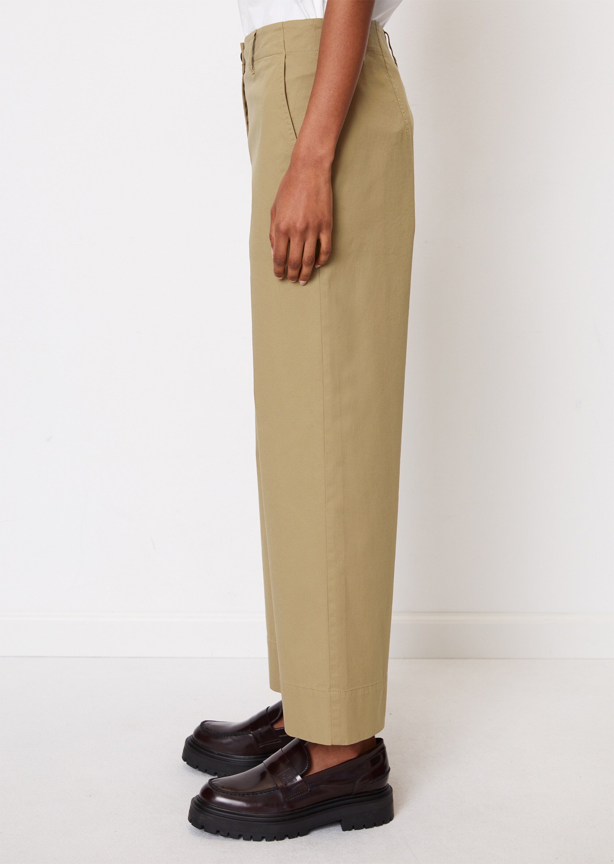 Weite Hose verkürzt aus stretchigem Organic Cotton-Twill
