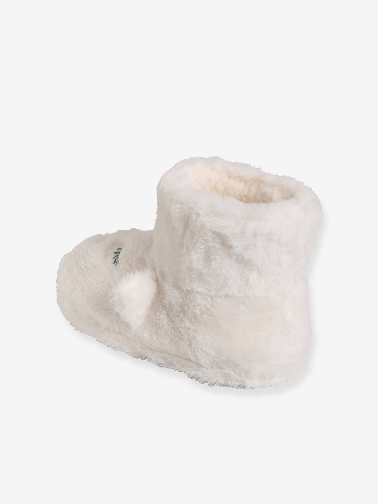 Pantufas de pelúcia de unicórnio para meninas, lisas, brancas com estampas.